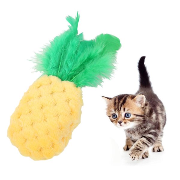 1Pc Yellow Pineapple Shape Cat Chew Toy - Cat Catnip Molar Toys Teeth Cleaning Toy Pet Bite Resistant Pet Supplies,Fun Toy for Cat Exercise Interactive Toys Cat Plush Playing Toy for Cat Kitten Pet