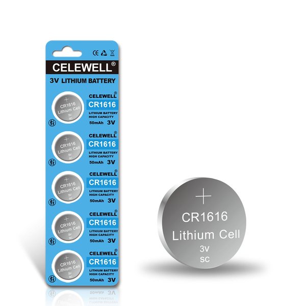 CELEWELL CR1616 5 Pcs 3V Lithium Battery【5-Year Warranty】