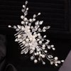 Teyglen Bridal Crystal Hair Comb Pearl Rhinestone Wedding Hair Comb for Bride Bridal Crystal Hair Pieces Rhinestone Headpieces Wedding Hair Accessories for Women Girls (Silver)