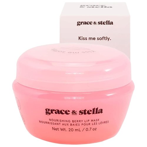 Grace & Stella Award Winning Lip Plumper Nourishing Berry Lip Mask - Lip Balm Hydrating - Lip Moisturizer For Very Dry Lips - Overnight Lip Mask & Lip Treatment & Lip Sleeping Mask - Vegan