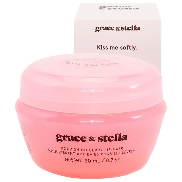 Grace & Stella Award Winning Lip Plumper Nourishing Berry Lip Mask - Lip Balm Hydrating - Lip Moisturizer For Very Dry Lips - Overnight Lip Mask & Lip Treatment & Lip Sleeping Mask - Vegan