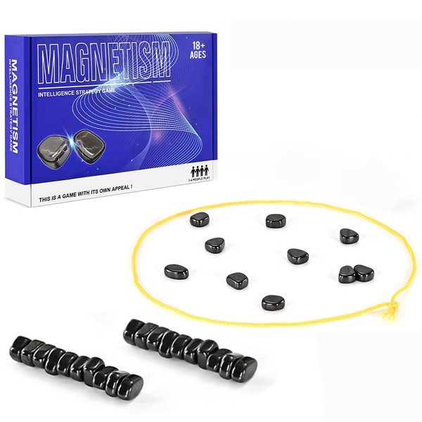 Magnetic Chess Game，Magnetic Chess Game with Stones, Magnetic Chess Game with String，Magnet Game，Board Games Strategy Game Family Games for Adults