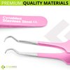 Blackhead Tweezer - Professional Curved Steel Tip Surgical Comedone & Splinter Extractor. Ideal Blemish & Acne Remover Tool Means Flawless Facial Skin (Pink)