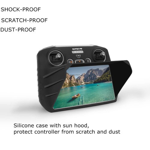Taoke Mini 3 Pro Remote Controller Skin Case with Sunhood, Silicone Protective Cover for D JI RC (Black)