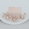 Crystal Wedding Hair Comb Silver Bridal Headpiece Bride Sparkly Rhinestone Hair Side Comb Bridesmaid Pearl Hairpieces Side Combs Hair Accessories for Women (Rose Gold)