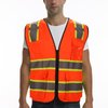 DPSAFETY 9 Pockets High visibility Class 2 Safety Vest，Hi Vis Vest with 2 inch wide Reflective Strips security vest with Zipper construction work vest for men &women Orange，2XL