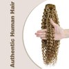 Hyssiet 16 Inch Curly Human Hair Clip in Extensions 7pcs with 16 Clips Healthy Wavy Clip Hair Extensions Real Human Hair 120g Light Brown Highlighted Bleach Blonde Soft Thick Curly Hair Extensions