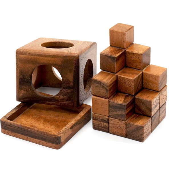 BSIRI Soma Puzzle Cube Wooden Toy Brain Teaser Desk Board Games Adults Master Block Christmas Mind Magic Kids Benders Wood Hand Cube Family Teens Boy Classic