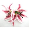 XL Double 8 inch Pink Cream Tiger Lily Silk Flower Hair Clip with Teeth