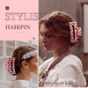 Valentine's Day Square Claw Clips for Thick Thin Hair, 3" Medium Hair Clips with Red Heart Patterns Non-Slip Hair Claw Clips Strong Hold Hair Styling Accessories for Women Girls Bridesmaid Gift, 1Pack
