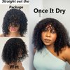 YOUNG BEAUTY Curly Human Hair Wig With Bangs 100% Brazilian Human Hair Curly Wigs O Scalp Top Full Machine Made Wig for Black Women Loose Curly Wigs 180Density 14inch Natural Color