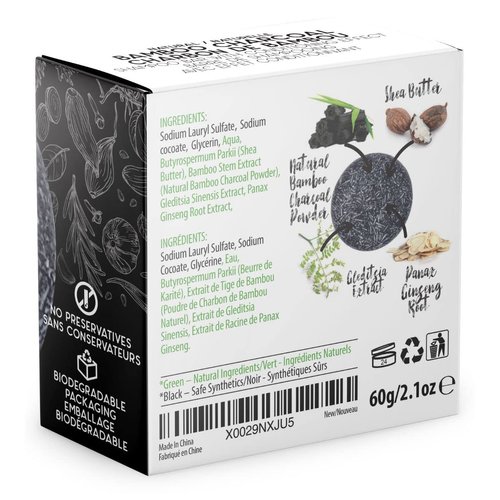 BAMBOEARTH Solid Shampoo Bar And Conditioner Effect Hair Soap – 100% Organic Shampoo Bars For Hair With All Natural Plant Based Essential Oils And Zero Waste Biodegradable Packaging (Bamboo Charcoal)