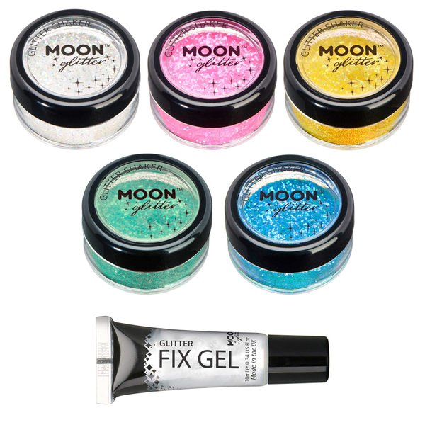 Iridescent Glitter Shakers by Moon Glitter – 100% Cosmetic Glitter for Face, Body, Nails, Hair and Lips - 5g - Set of 5