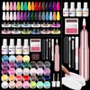 MEFA Dip Powder Nail Kit with Portable Electric Nail Drill, Summer Glitter Shimmery Hot Pink Pastel Violet Neon Orange 32 Colors Dipping Powder Liquid Set Bright Shades French Nail Art Manicure Salon
