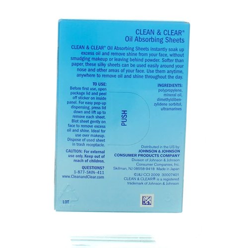 CLEAN & CLEAR Oil Absorbing Sheets 50 Each (Pack of 3)