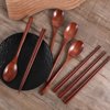 Wooden Spoon and Chopsticks, 8 Pcs Reusable Wooden Spoons Chopsticks Set Tableware Combination for Stirring Cooking Eating 9.3 Inch