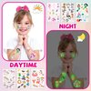 Temporary Glitter Tattoos Kit for Kids,18 Glitter Colors,115 Stencils,6 Luminous Tattoo Stickers, 2 Glue,5 Brushes,1 Powder Puff, Adults & Kids Arts Glitter Make Up Kit,Holiday Gifts for Girls & Boys.
