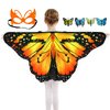 Kids Butterfly Wings Costume Girls Fairy-Wings Toddler Dress Up Play Costumes Butterfly Hair Clip Mask Party Favors (Orange Sets)