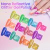 SUPWEE Neon Reflective Glitter Gel Nail Polish Sparkle Fluorescent Nail Polish Gel Shiny Disco Nail Gel Polish Neon Yellow Green Hot Pink Orange Gel Polish Set Soak Off UV Gel