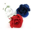 Red White and Blue Roses 3 1/2 Inch Silk Flower Hair Clips with Teeth