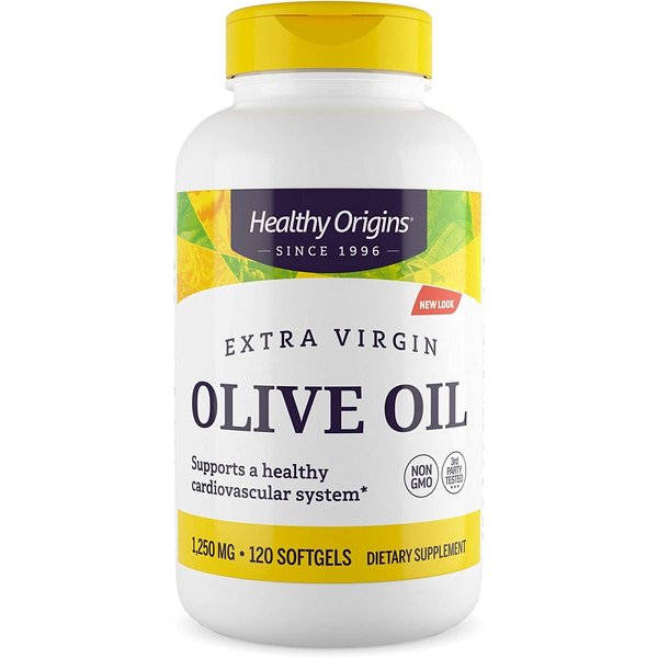 Healthy Origins Olive Oil, 1250 mg - Heart Health Supplement with Organic Cold-Pressed Extra Virgin Olive Oil - Gluten-Free Supplements for Men & Women - 120 Softgels