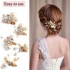 Sppry Small Sparkly Pearl Rhinestone Hair Clips - Butterfly Hair Accessories for Bridal Women Girls in Wedding Prom Party, Set of 5 PCS (Gold)