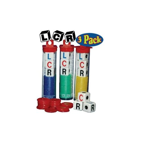 George & Company LLC LCR Dice Game Set Bundle (Left Right Center) - 3 Pack Assorted Colors