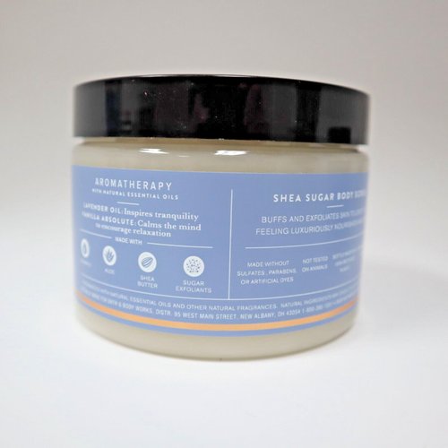 Lavender Vanilla Shea Sugar bath Body Scrub Aromatherapy 12.5 Oz