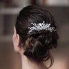 Jeairts Bride Flower Wedding Hair Comb Rhinestone Bridal Hair Pieces Wedding Headpiece for Brides Crystal Hair Accessories for Women and Girls