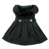 DOGGIE DESIGN Black Wool and Black Fur Dog Harness Coat (L)