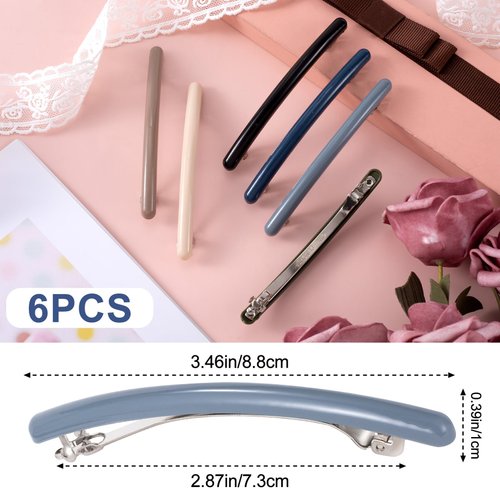 CHANZET 6pcs Hair Barrettes Clips for Women Thin Fine Hair, French Barrette Hair Clips, No Slip Flat Hair Clip Hair Pins Claw Clasps Hair Styling Accessories for Short Medium Long Hair