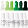 Gellen Gel Nail Polish Set, 6 Colors Green Gel Polish Set, Spring Summer Deep Forest Green Nail Polish Gel, Soak Off UV Gel Manicure DIY Home Salon Nail Art