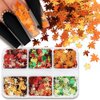 3D Maple Leaves Nail Glitter Sequins Fall Nail Decals Holographic Glitter Design Autumn Maple Leaf Nail Glitter Flakes for Women Girls Gifts Nail Decorations DIY Manicure Accessories
