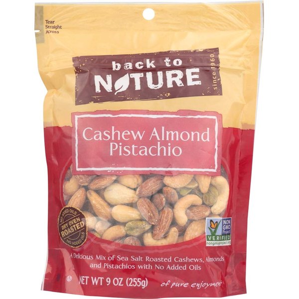 Back To Nature Trail MIx, Cashew Almond & Pistachio, 9 Ounce (Pack of 3)