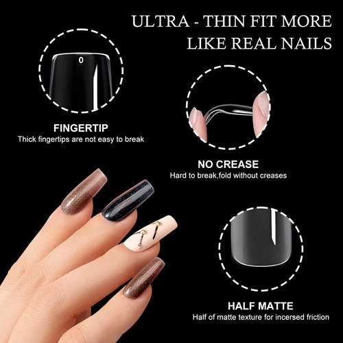 LoveOurHome 600pc Medium Square Fake Nail Tips Full Cover Clear Acrylic False Nails Short Soft Gel X Nail Art Tips Artificial Fingernails for Salon and Home Nail Manicure Design