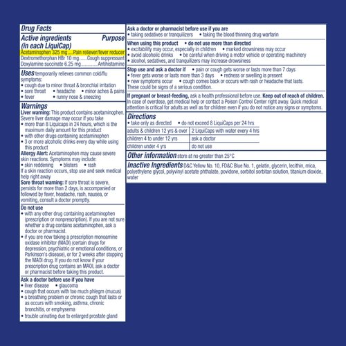 NyQuil Ultra Concentrated Cold and Flu Medicine, Nighttime, Relief for Cough, Sore Throat, Fever, Congestion, Easy to Swallow, Easy to Open Bottle, 48 LiquiCaps