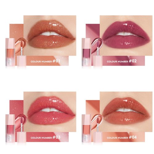 MAEPEOR Glossy Lipgloss Set 4 Colors Smooth Moisturizing Shiny Lip Gloss Kit Long Lasting Hydrating Non-Sticky Lipgloss (Glossy, Set 01)
