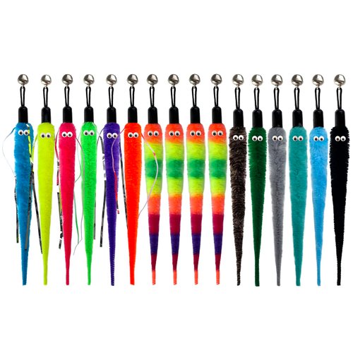 YUBONUS Cat Worm Toy Refills Cat Wand Toys Replacement, Cat Teaser Toy, Cat Wand Toy Worm Refill for Cat Wand (16Pcs Worm Refills)