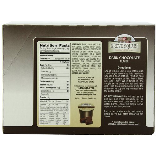 Grove Square Hot Cocoa Pods, Dark Chocolate, Single Serve (Pack of 24) (Packaging May Vary)