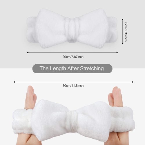 SINLAND Spa Facial Headband for Shower and Washing Face Women and Girls Cosmetic Bow Hair Band Facial Makeup Adjustable Elastic Head Wrap Ultra Soft Terry Cloth 3 Pack