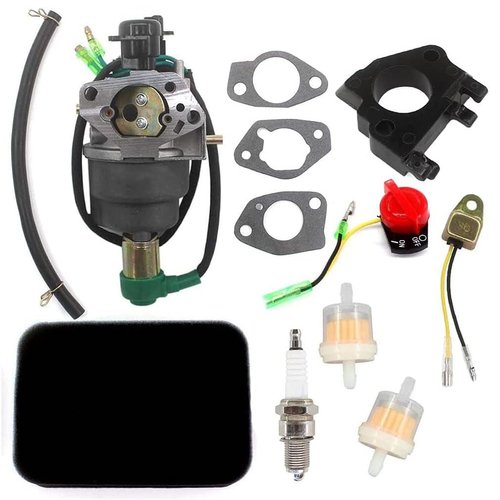 AISEN Carburetor for Honeywell HW5500 HW5000E HW6200 100924A 100925A 6036 6037 6151 5500 6875W 337cc 389cc Generator Carb Fuel Line Filter Foam Air Filter Oil Alert Sensor