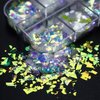 Holographic Mermaid Nail Art Glitter Iridescent Flakes JMEOWIO 12 Grids Gradient Bright Ice Slag Nail Sequins Paillettes Summer Nail Art Decoration