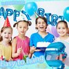 LovesTown Happy Birthday Banner, Blue Birthday Sign Banner Mylar Foil Letters Balloon Happy Birthday Metallic Balloons for Kids Party Supplies