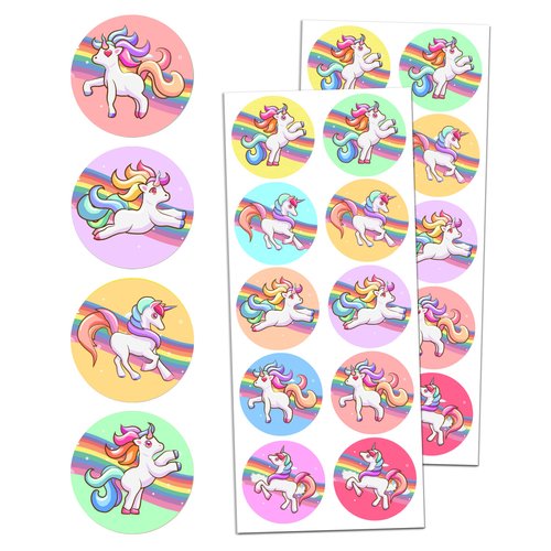 Unicorn Sticker Sheets for Kids, 1.5" - 20 Sheets, 200 Stickers