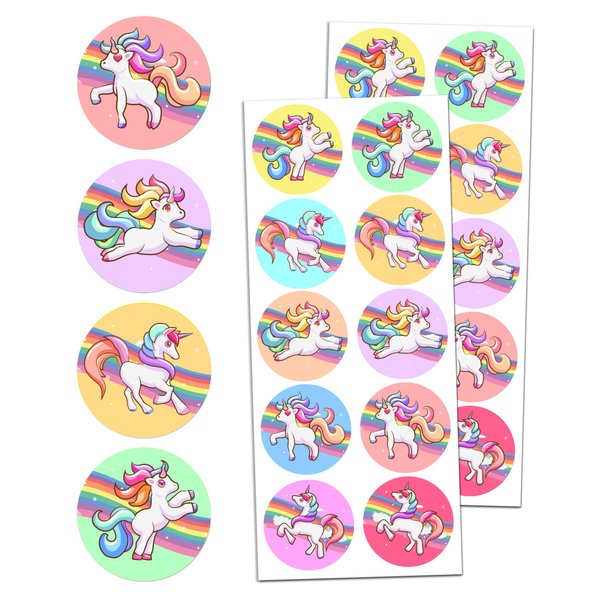 Unicorn Sticker Sheets for Kids, 1.5" - 20 Sheets, 200 Stickers