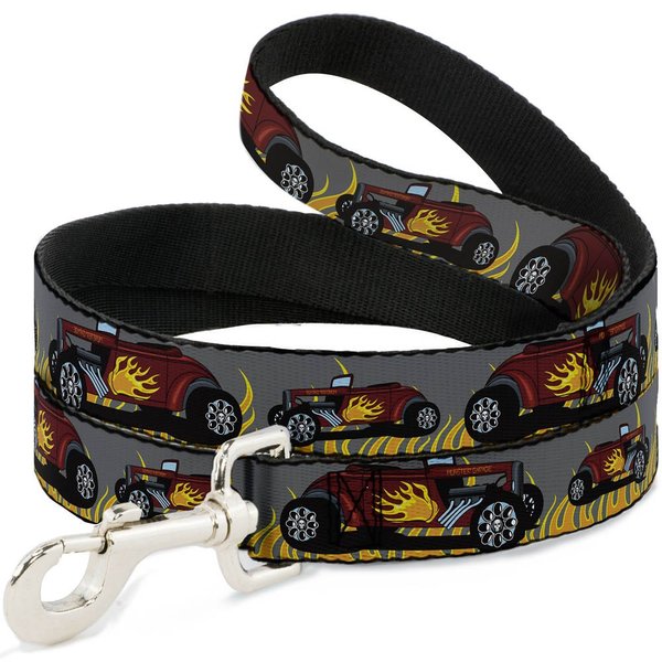 Buckle-Down Pet Leash - Hot Rod w/Flames - 6 Feet Long - 1" Wide