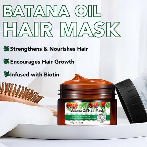 Batana Oil Hair Mask, Deep Repair Conditioning Batana Oil,Strengthens & Nourishes Hair Oil, Biotin Deep Treatment, Hair Mask to Repair Dry, Damaged & Frizzy Hair for All Hair Types