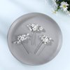 Unicra Silver Bride Wedding Hair Pins Pearl Bridal Hair Pieces Flower Hair Accessories Rhinestone Prom Hair Clips for Women and Girls (Pack of 3)