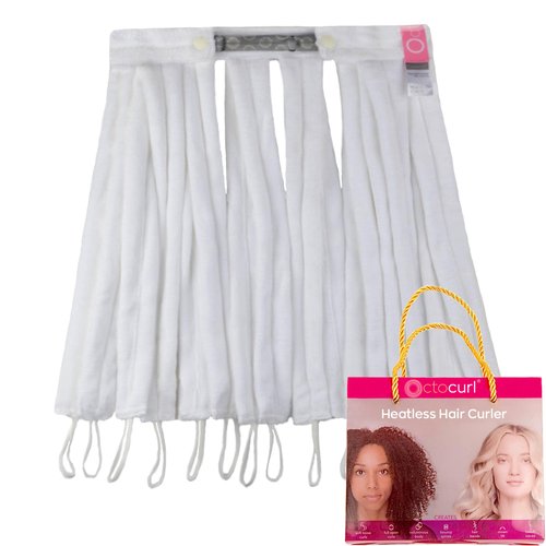 Octocurl Heatless Curls Headband - Overnight Hair Curlers and Rollers for Long Hair (Microfiber - White)