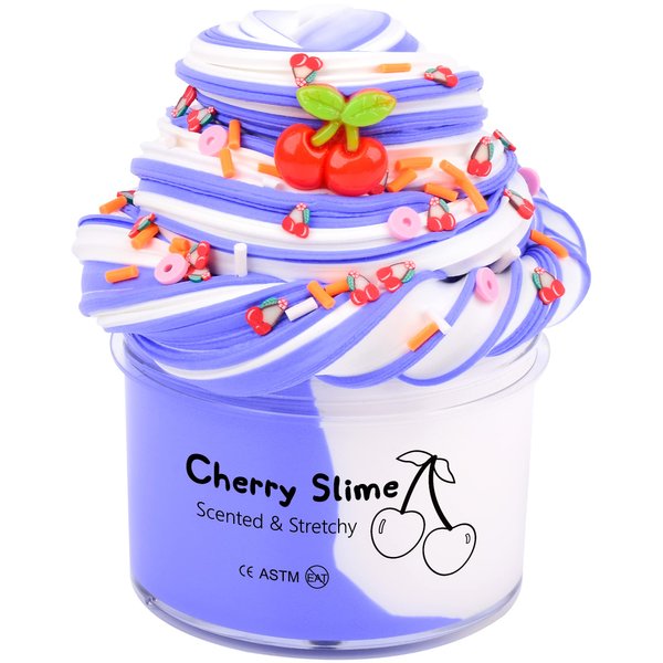 Cherry Butter Slime, Slime Party Favor Gifts Stress Relief Toy Scented Sludge DIY Cake Slime Toy for Kids Birthday Gifts for Kids Girls Boys Party Favor Purple